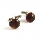 Silvertone & Faux Amber Cufflinks 1106201yp