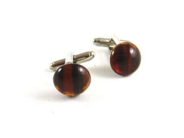 Silvertone & Faux Amber Cufflinks 1106201yp