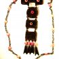 Mexican Copper Pink Stones Native 24" Chain Dangley Necklace Unmarked 72215