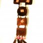 Mexican Copper Pink Stones Native 24" Chain Dangley Necklace Unmarked 72215