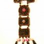 Mexican Copper Pink Stones Native 24" Chain Dangley Necklace Unmarked 72215