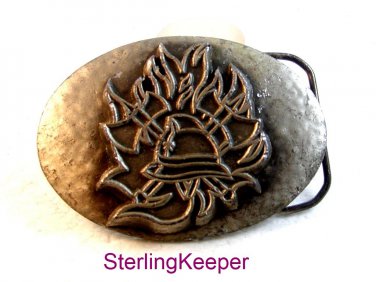 1995 Firemans Helment Ax Fire Belt Buckle Made in U.S.A.