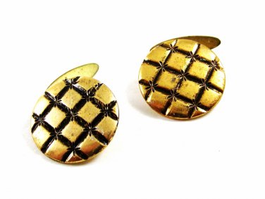 True Vintage Goldtone Button Cufflinks Unmarked 100714