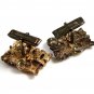 Sterling Silver Gold Vermeil Rhinestones Flower Cufflinks 22414