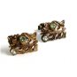 Sterling Silver Gold Vermeil Rhinestones Flower Cufflinks 22414