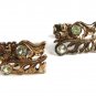 Sterling Silver Gold Vermeil Rhinestones Flower Cufflinks 22414