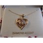 Sterling Silver & 18Kt Gold Diamond Accent & Mom & Heart Pendant Chain