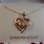 Sterling Silver & 18Kt Gold Diamond Accent & Mom & Heart Pendant Chain