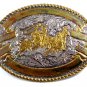 Western Silver & Gold Tone Rodeo Cowboy Calf Roping Belt Buckle 10312013