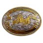 Western Silver & Gold Tone Rodeo Cowboy Calf Roping Belt Buckle 10312013