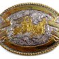Western Silver & Gold Tone Rodeo Cowboy Calf Roping Belt Buckle 10312013
