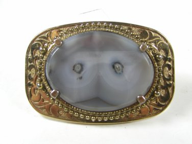 Picture Agate Looks Like Owl Goldtone Belt Buckle Unbranded 73015
