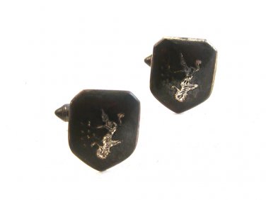 Vintage Siam Sterling Silver Niello Dancer Cufflinks Also Marked Willy