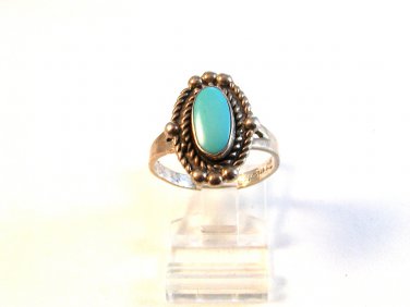 Bells Trading Post Native American Sterling & Turquoise Ring Size 9