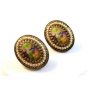 Silver Tone Pic of 18th Cenury Couple Faux Pearls Screw Back Earrings