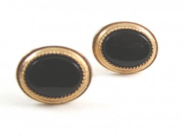 Goldtone & Black Classy & Dressy Cufflinks by Avon