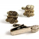 Woodmen of The World WOW Sterling Silver Cufflinks & Tie Clasp 5114