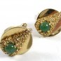 1960's-70's Goldtone & Green Like A Christmas Tree Cufflinks Not Marked 111414