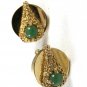 1960's-70's Goldtone & Green Like A Christmas Tree Cufflinks Not Marked 111414