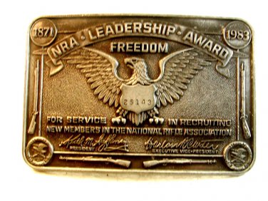Vintage NRA Leadership Award Freedom  Belt Buckle