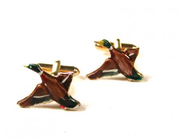 Vintage Goldtone Mallard Duck Cufflinks by Swank 71415