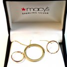Sterling Silver Gold Vermail Circle Pendant / 18" Chain & Earrings MIB
