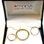 Sterling Silver Gold Vermail Circle Pendant / 18" Chain & Earrings MIB