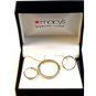 Sterling Silver Gold Vermail Circle Pendant / 18" Chain & Earrings MIB