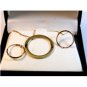 Sterling Silver Gold Vermail Circle Pendant / 18" Chain & Earrings MIB