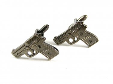 Silvertone Pistol / Gun Cufflinks 11062013ef