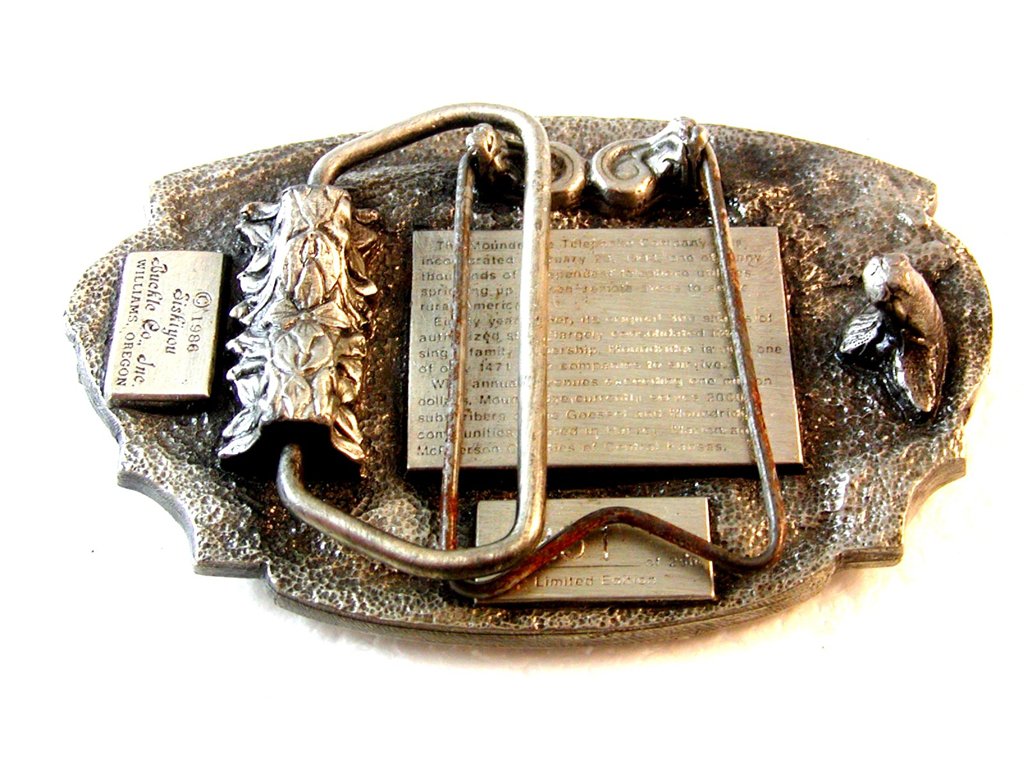Vintage 1986 Siskiyou Moundridge Kansas Telephone Company Belt Buckle