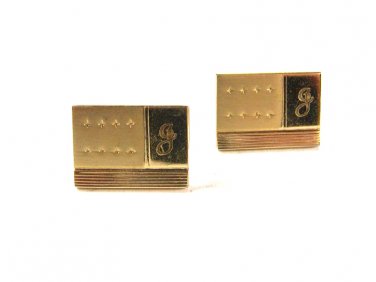 Vintage Goldtone Initial / Letter G. Cufflinks by Speidel 72215