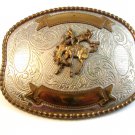 Large Vintage German Silver Western Cowboy Broncho Busting Belt Buckle