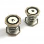 Silvertone & Black Enamel & Rhinestone Snap Cufflinks Unmarked 102714
