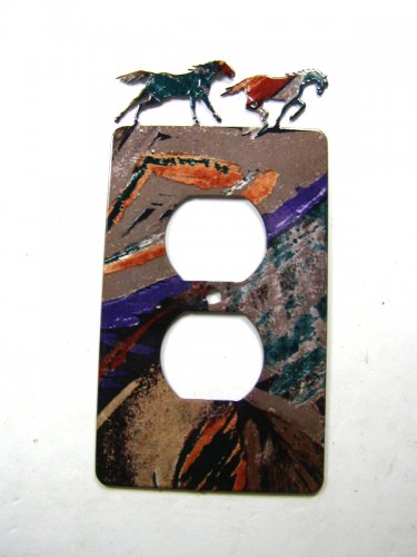 2 Wild Horses Running Free Double Outlet Cover by LaZart 030315Z
