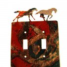 2 Wild Horses Running Double Switch Outlet Cover Plate by LaZart USA 6915