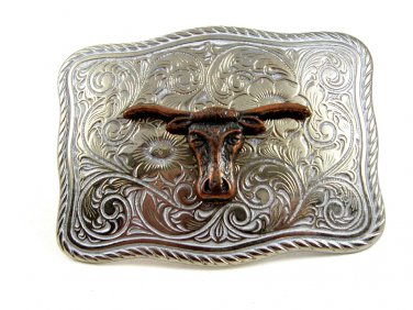 Made in USA Silver Tone Bull Head Belt Buckle #102113