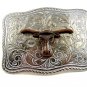 Made in USA Silver Tone Bull Head Belt Buckle #102113