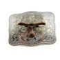 Made in USA Silver Tone Bull Head Belt Buckle #102113