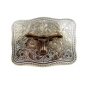 Made in USA Silver Tone Bull Head Belt Buckle #102113