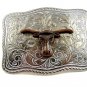 Made in USA Silver Tone Bull Head Belt Buckle #102113