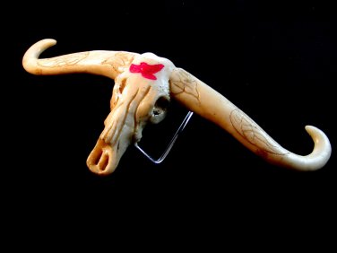 South Western Cowboy Steer Horns Skull Head Belt Buckle