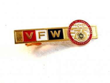 Vintage V.F.W. Gold Tone 75th Anniversary Tie Clasp