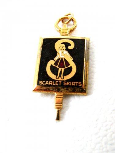 Early 1960's Scarlet Skirts Enameled Charm / Pendant / Key 52714