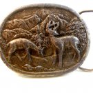 Vintage Doe & Buck Deer Belt Buckle by Indiana Metal Craft