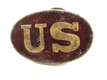 True Vintage US Enameled Brown Belt Buckle 100114