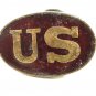 True Vintage US Enameled Brown Belt Buckle 100114