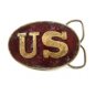 True Vintage US Enameled Brown Belt Buckle 100114