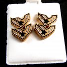 Fancy Black & Goldtone CZs Pierced Studs Shipping