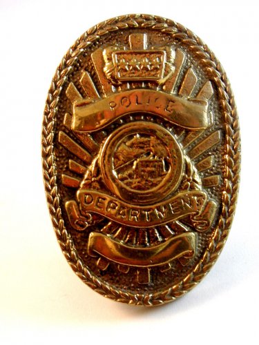 Vintage Solid Brass Police Department Belt Buckle